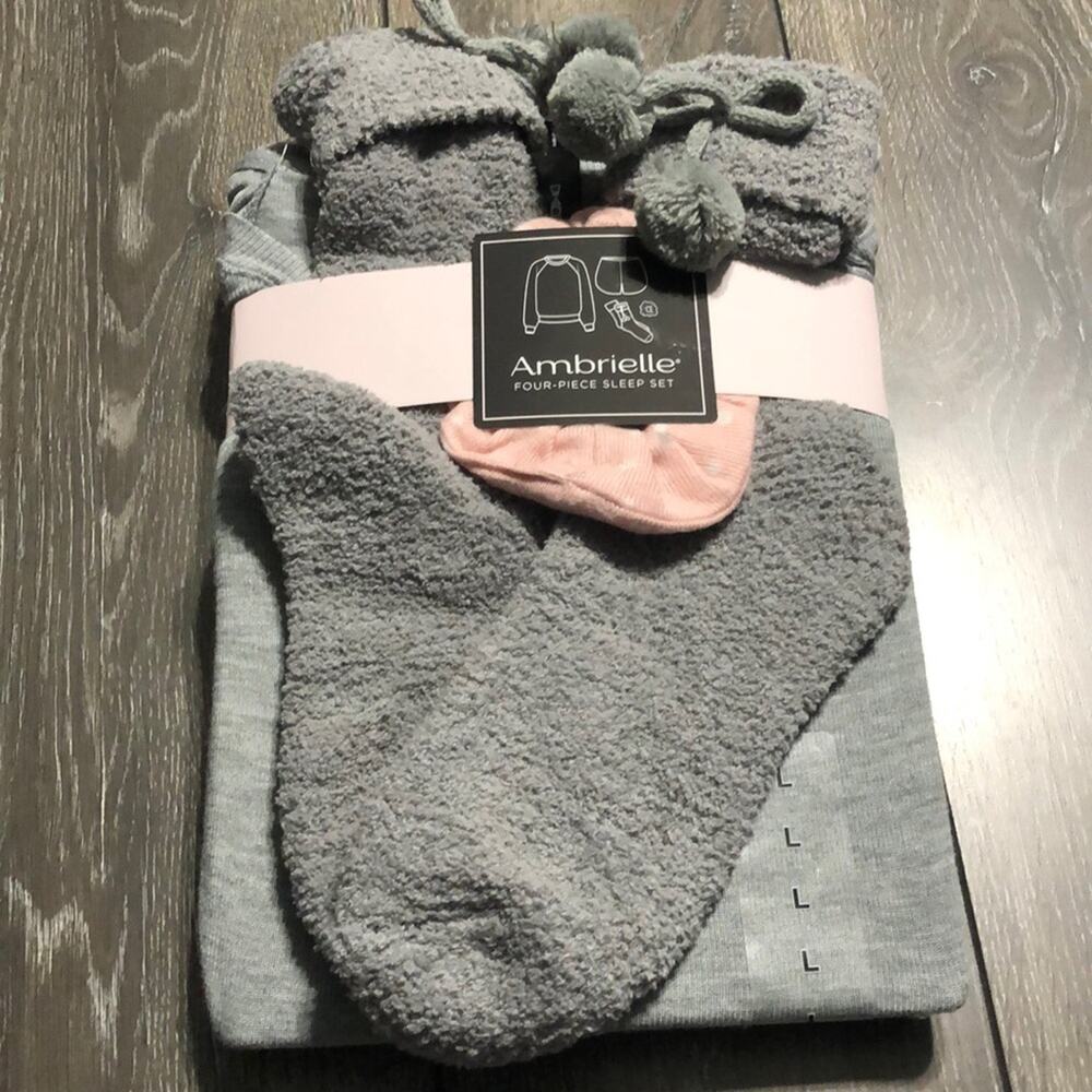 NEW Ambrielle Gray & Pink 4pc Sleep Set Size L